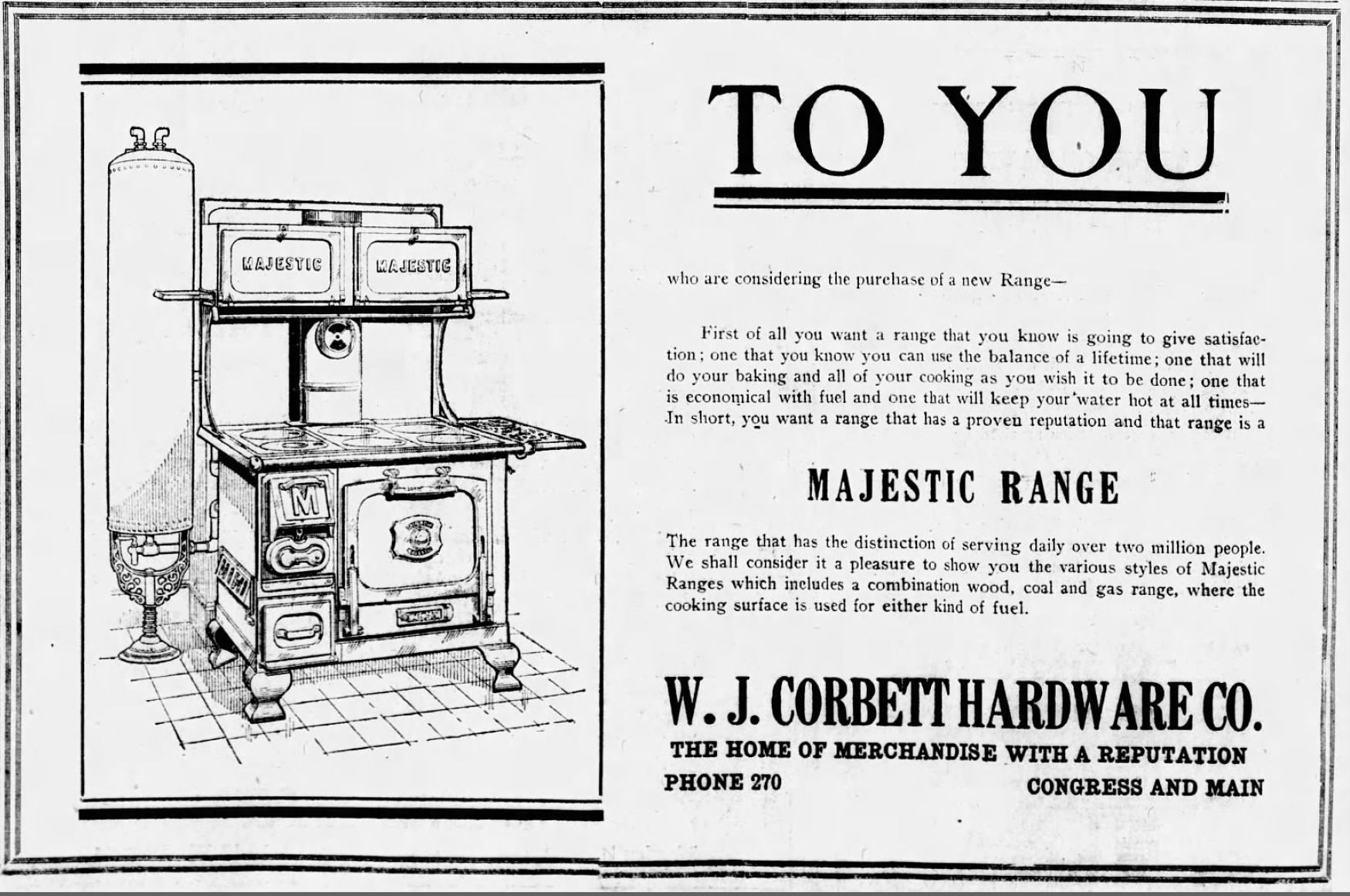 Advertisement for a new oven and range